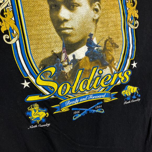 Buffalo Soldiers T-Shirt Mens 4XL Black Vintage 90s Graphic History Cotton Tee - Picture 3 of 10